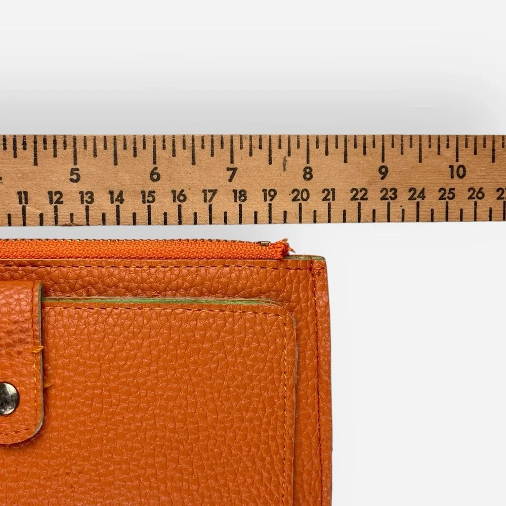 Women's Vegan Leather Wristlet Orange Zip Wallet Cellphone Holder‎ Clutch Bag